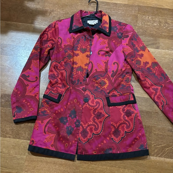 Transitions Paisley Jacket Women’s Sm– Magenta Orange Retro Y2K Statement Coat - Picture 2 of 9